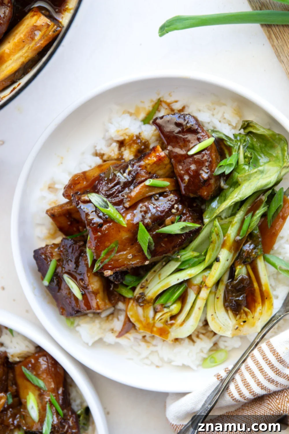 Ginger-Soy Infused Short Ribs 4 Ginger Soy Braised Short Ribs with bok choy in a pot