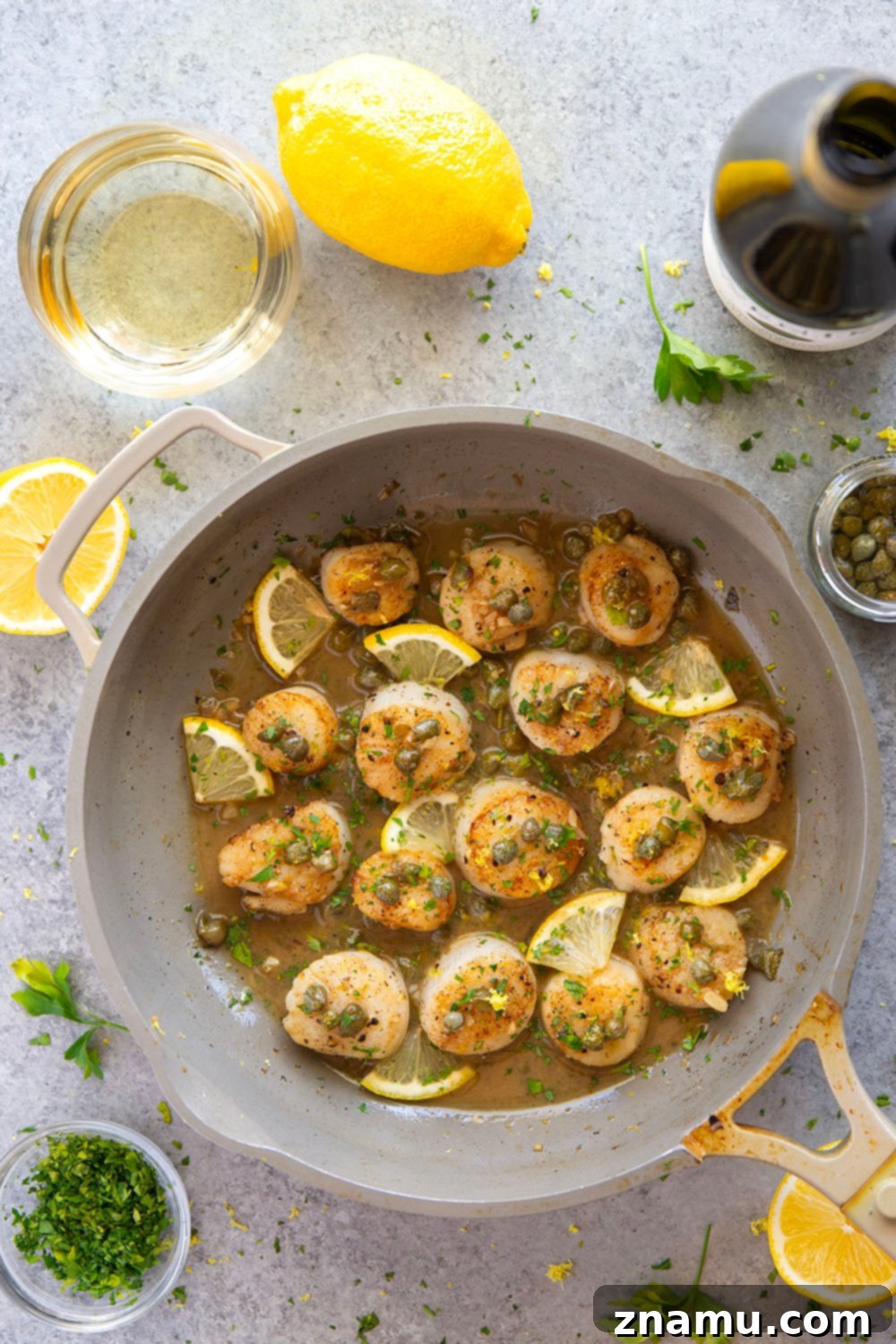 Lemon-Kissed Scallops with Caper Burst 5 Preparing Seared Scallops with Lemon Caper Sauce