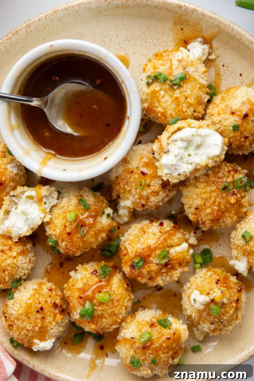 Air Fryer Goat Cheese Bites with Spicy Honey Drizzle 5 Stovetop Goat Cheese Balls