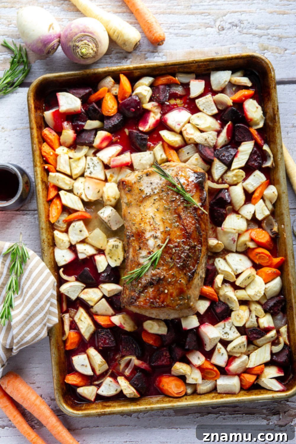 Maple-Glazed Pork Loin Roast with Roasted Root Vegetables 3 Close-up of Maple Glazed Pork Loin