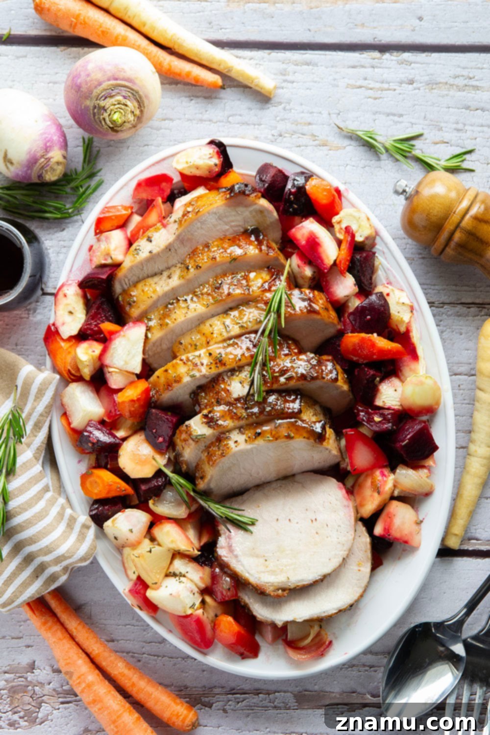 Maple-Glazed Pork Loin Roast with Roasted Root Vegetables 5 Preparing Pork Loin for Roasting