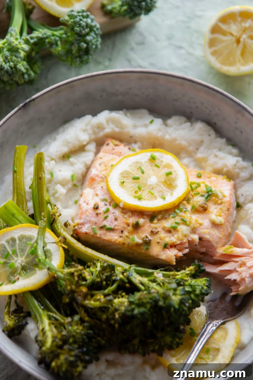 Lemon-Dijon Salmon & Broccolini One-Pan Wonder 6 Sheet Pan Salmon with Broccolini Serving Suggestion