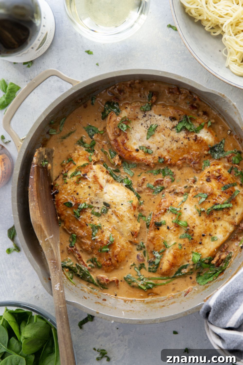 White Wine and Sun-Dried Tomato Chicken 5 Pounding Chicken Breasts