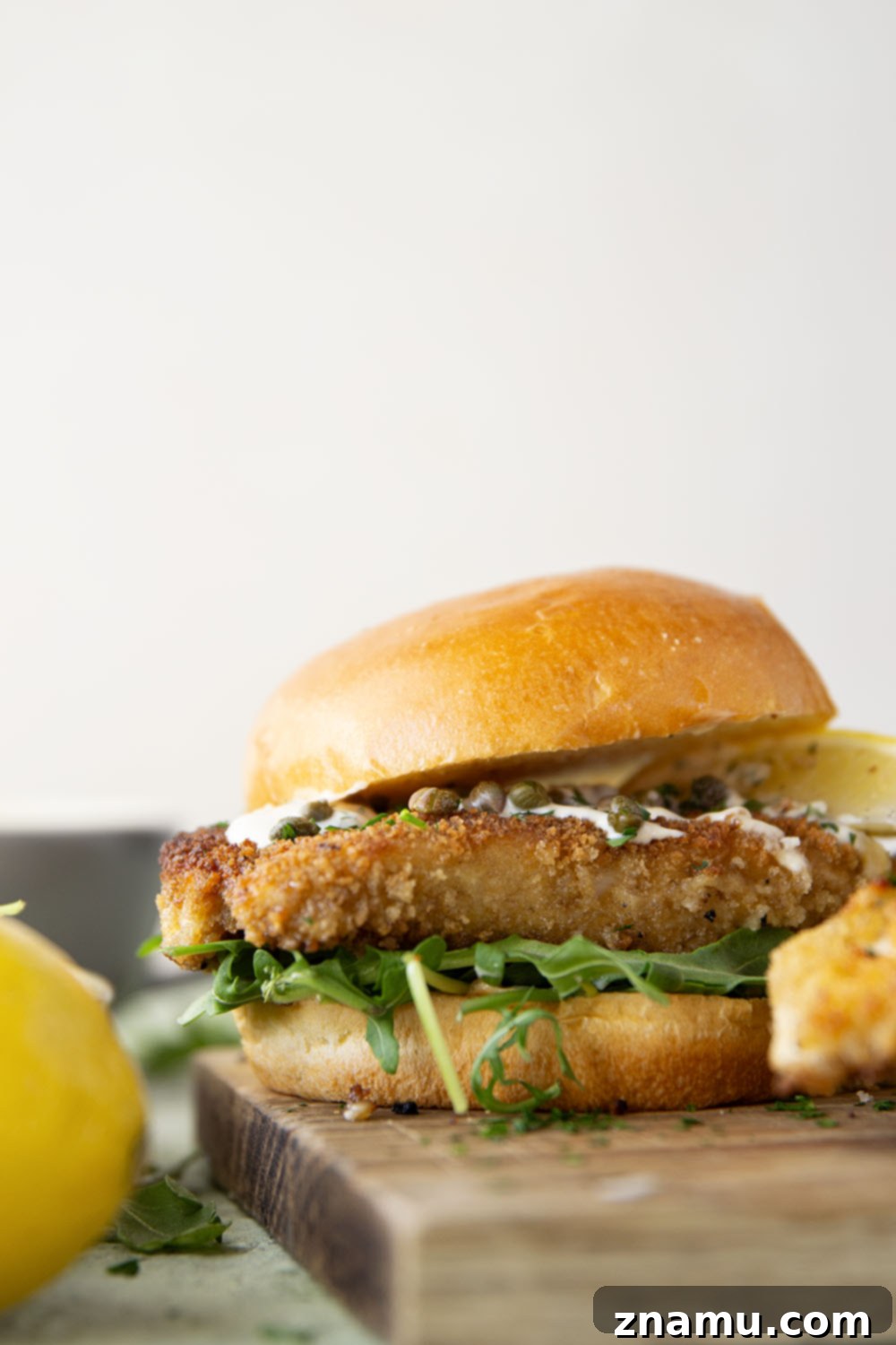 Crispy Chicken Piccata on a Bun 5 Chicken cutlets prepared for Crispy Chicken Piccata Sandwich