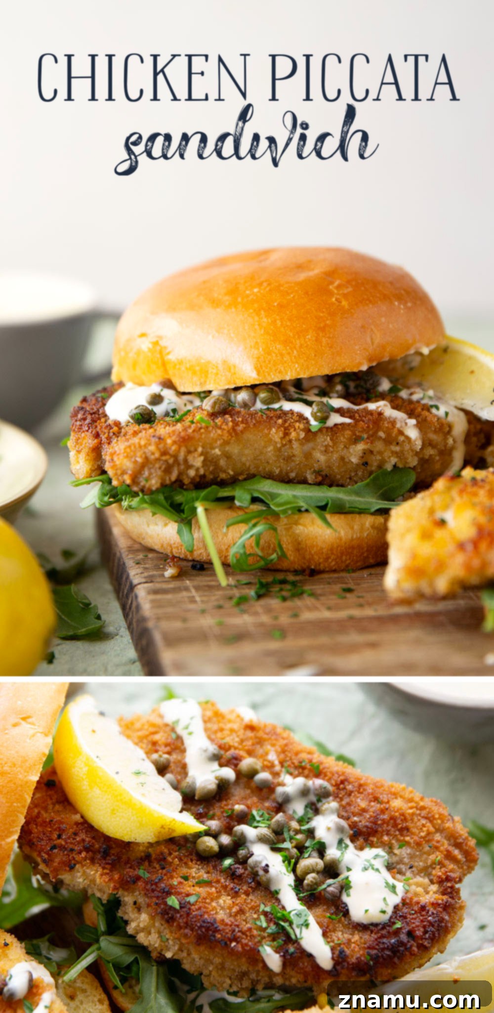 Crispy Chicken Piccata on a Bun 7 Completed Crispy Chicken Piccata Sandwich