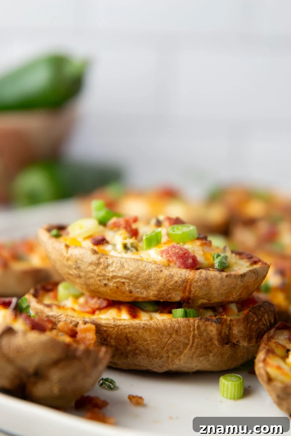 Jalapeño Popper Loaded Potato Skins 5 Potatoes prepared for roasting for Jalapeno Popper Potato Skins
