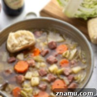 Corned Beef Cabbage Soup, a hearty and delicious one-pot meal.