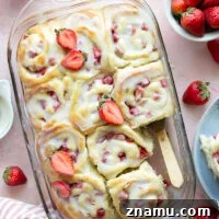 Strawberry Rhubarb Sweet Rolls with Cream Cheese Glaze 8 Rhubarb Strawberry Sweet Rolls