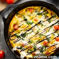 Caprese Frittata Recipe with Fresh Tomatoes, Basil & Mozzarella 8 Caprese frittata thumbnail.