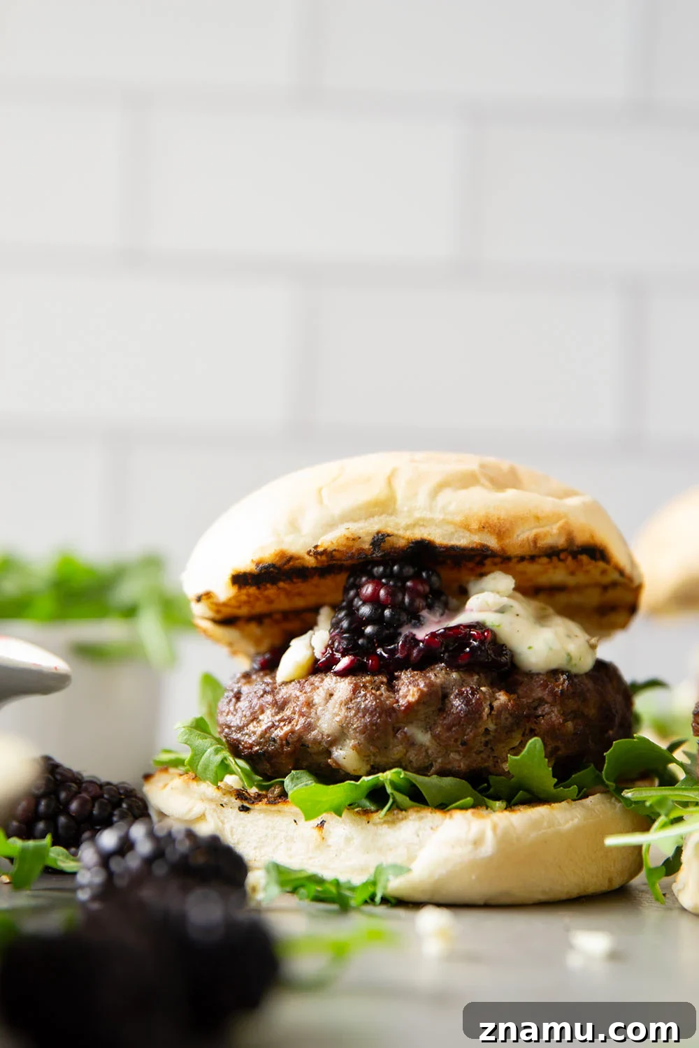 Blackberry and Blue Cheese Burger Recipe for Gourmet Flavor 2 Sweet, jammy homemade blackberry compote and sharp blue cheese are the perfect flavor contrast in this flavorful blackberry blue cheese burger!