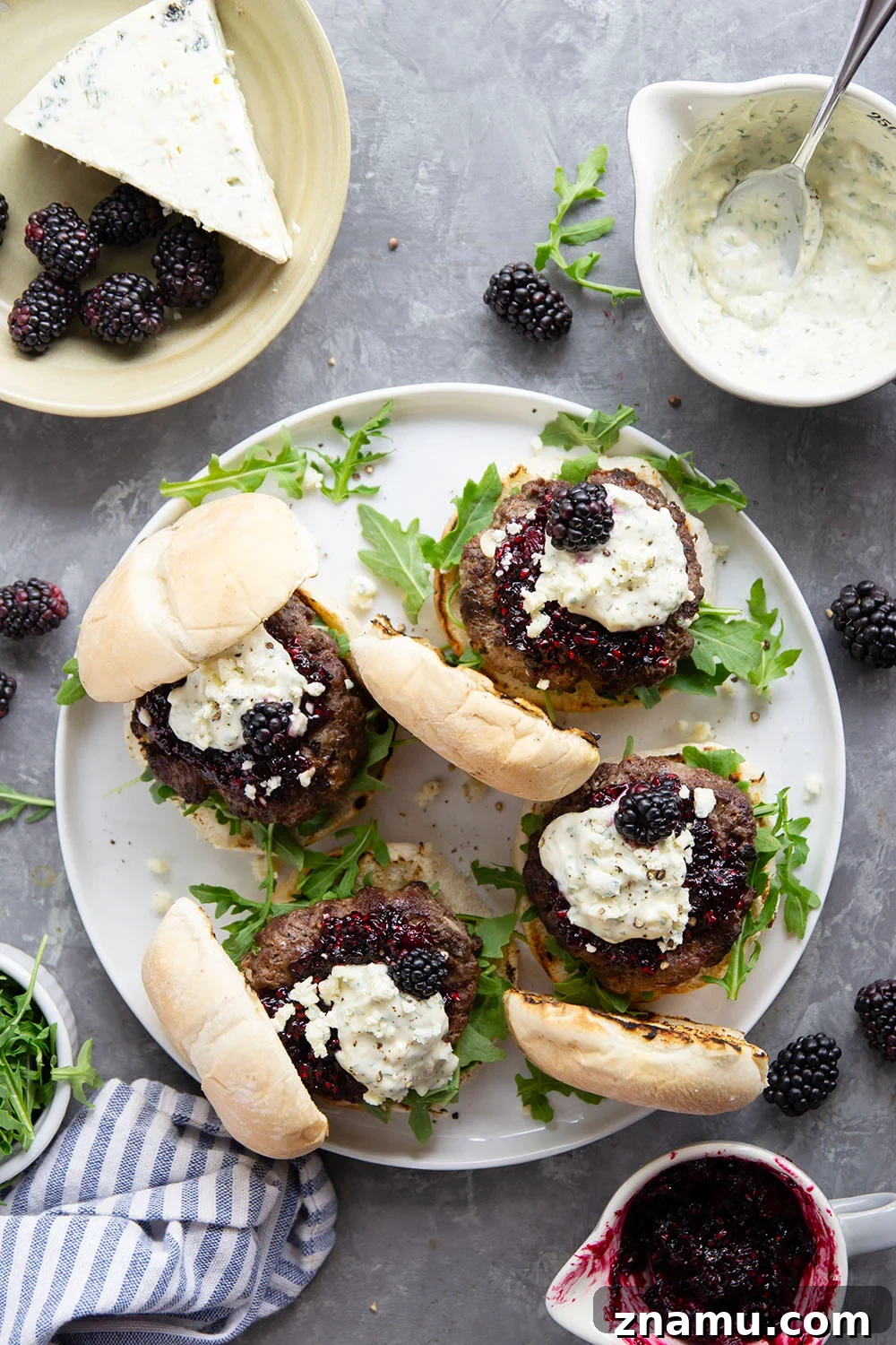 Blackberry and Blue Cheese Burger Recipe for Gourmet Flavor 4 Sweet, jammy homemade blackberry compote and sharp blue cheese are the perfect flavor contrast in this flavorful blackberry blue cheese burger!