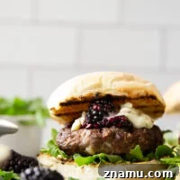 Blackberry and Blue Cheese Burger Recipe for Gourmet Flavor 8 Sweet, jammy homemade blackberry compote and sharp blue cheese are the perfect flavor contrast in this flavorful blackberry blue cheese burger!
