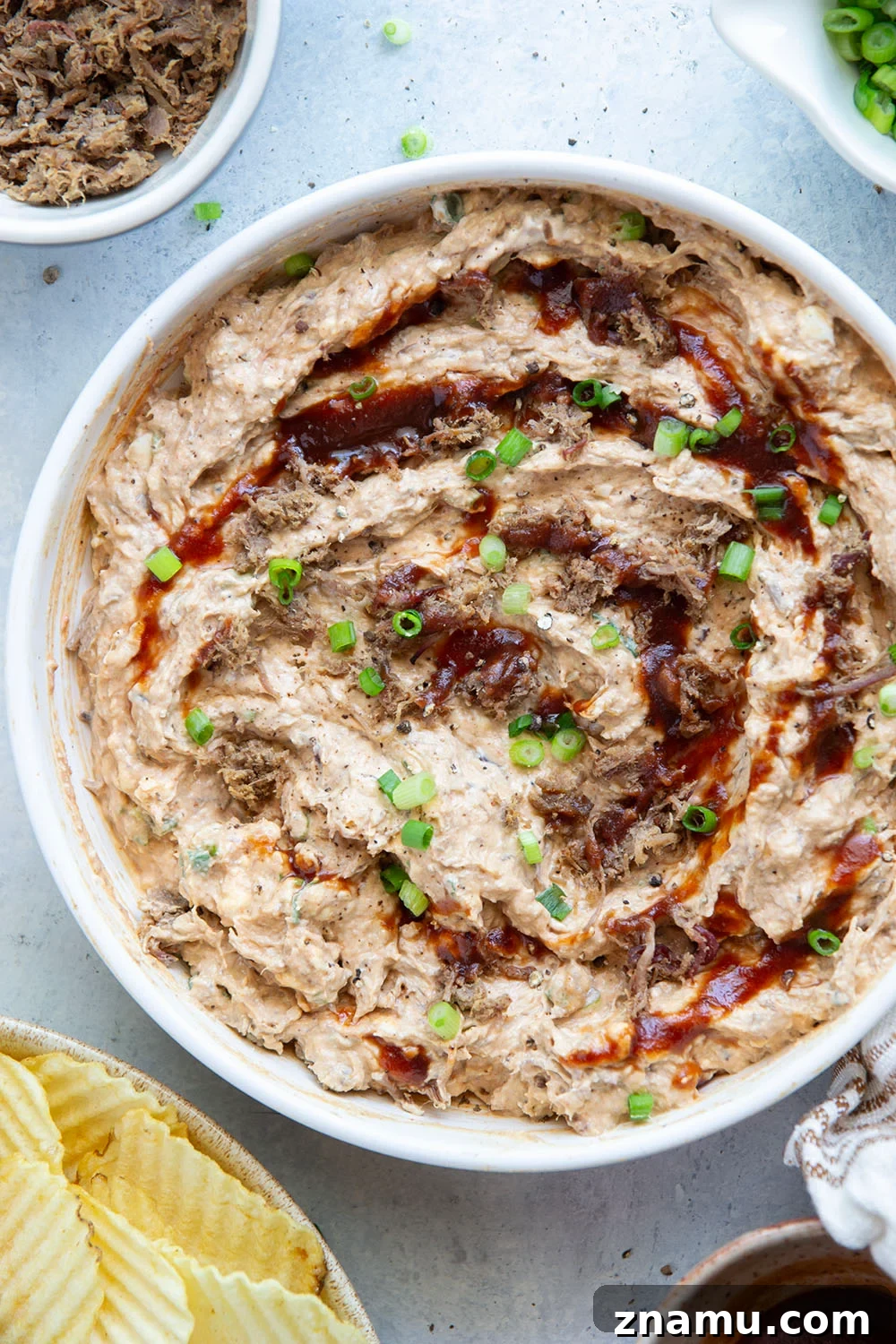 Smoky BBQ Beef Brisket Dip Recipe for Parties and Game Day 6 Leftover brisket is the perfect meaty base for this creamy, flavorful BBQ beef brisket dip that goes great with chips, crackers, or as sandwich spread!