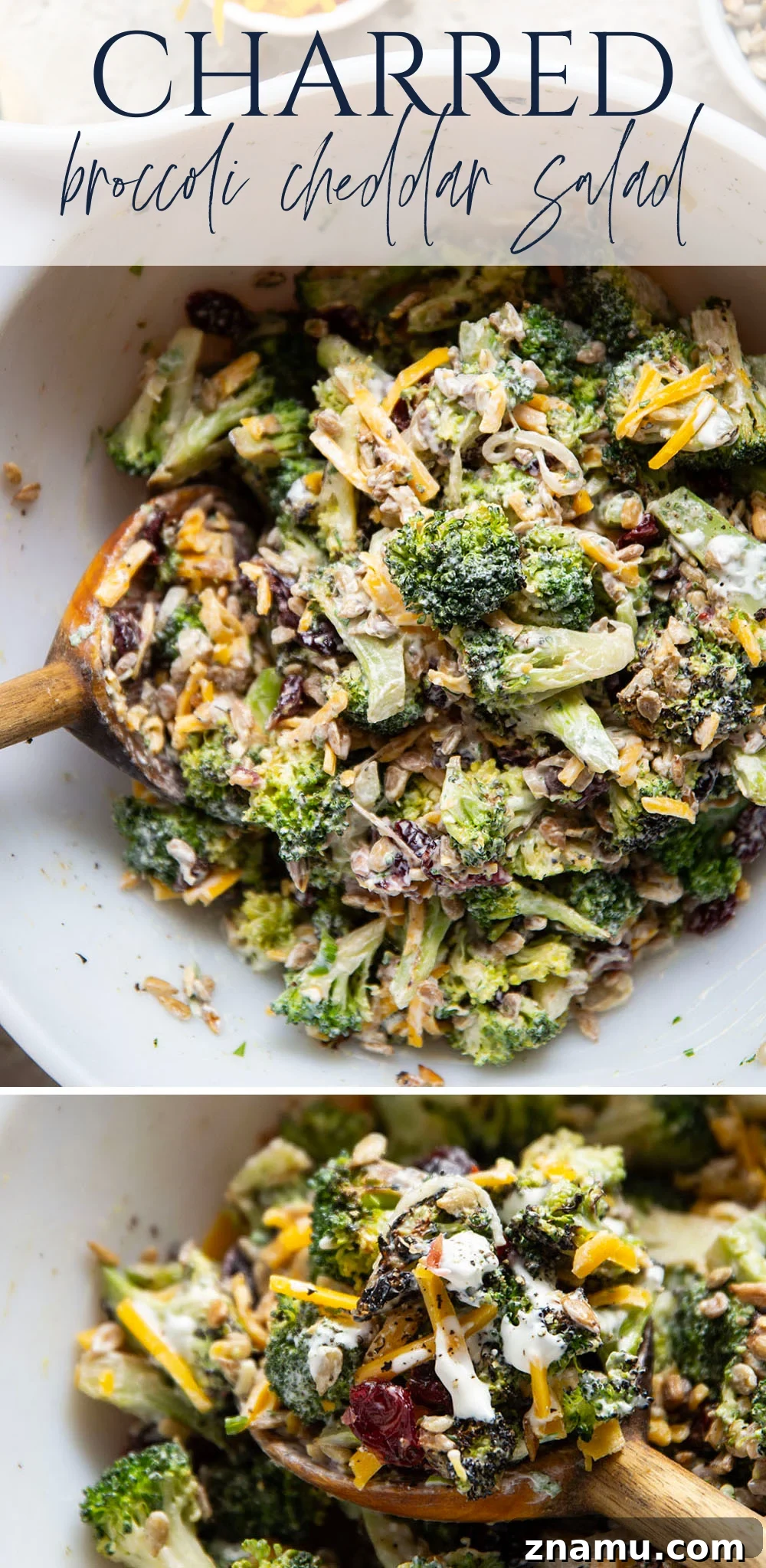 A quick smoky char on broccoli and plenty of freshly shredded cheddar transform this creamy broccoli cheddar salad into a side dish that's always the first to disappear!