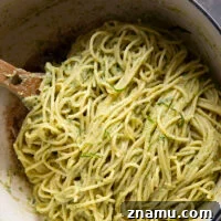 Sauteed zucchini blended into a creamy sauce with basil and Parmesan.