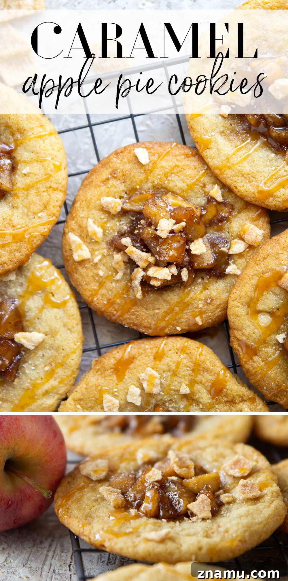 Caramel Apple Pie Cookies: Soft, Chewy Fall Treats 7 Baking sheet of freshly baked caramel apple pie cookies